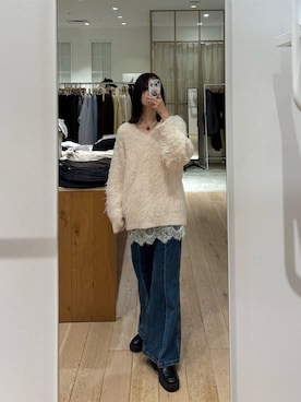 「アイテム（ニット/セーター）」を使った、kusuda yoshikoさん（レディース・163cm・30代）の秋コーディネート