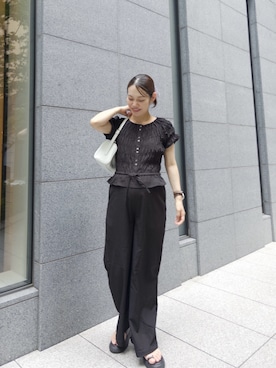 「アイテム（つなぎ/オールインワン）」を使った、kusuda yoshikoさん（レディース・163cm）の夏コーディネート