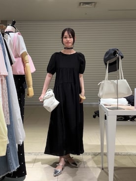 「mystic（ミスティック）のベルトフラップBAG（ハンドバッグ、ホワイト系）」を使った、kusuda yoshikoさん（レディース・163cm）の春コーディネート