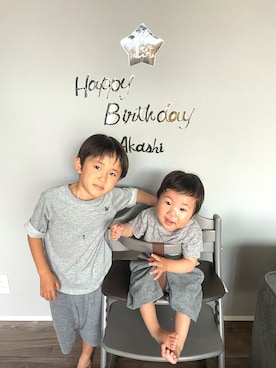 「BREEZE（ブリーズ）のアイテム（スウェットパンツ）」を使った、緋彩×緋志さん（キッズ・110cm）の夏コーディネート