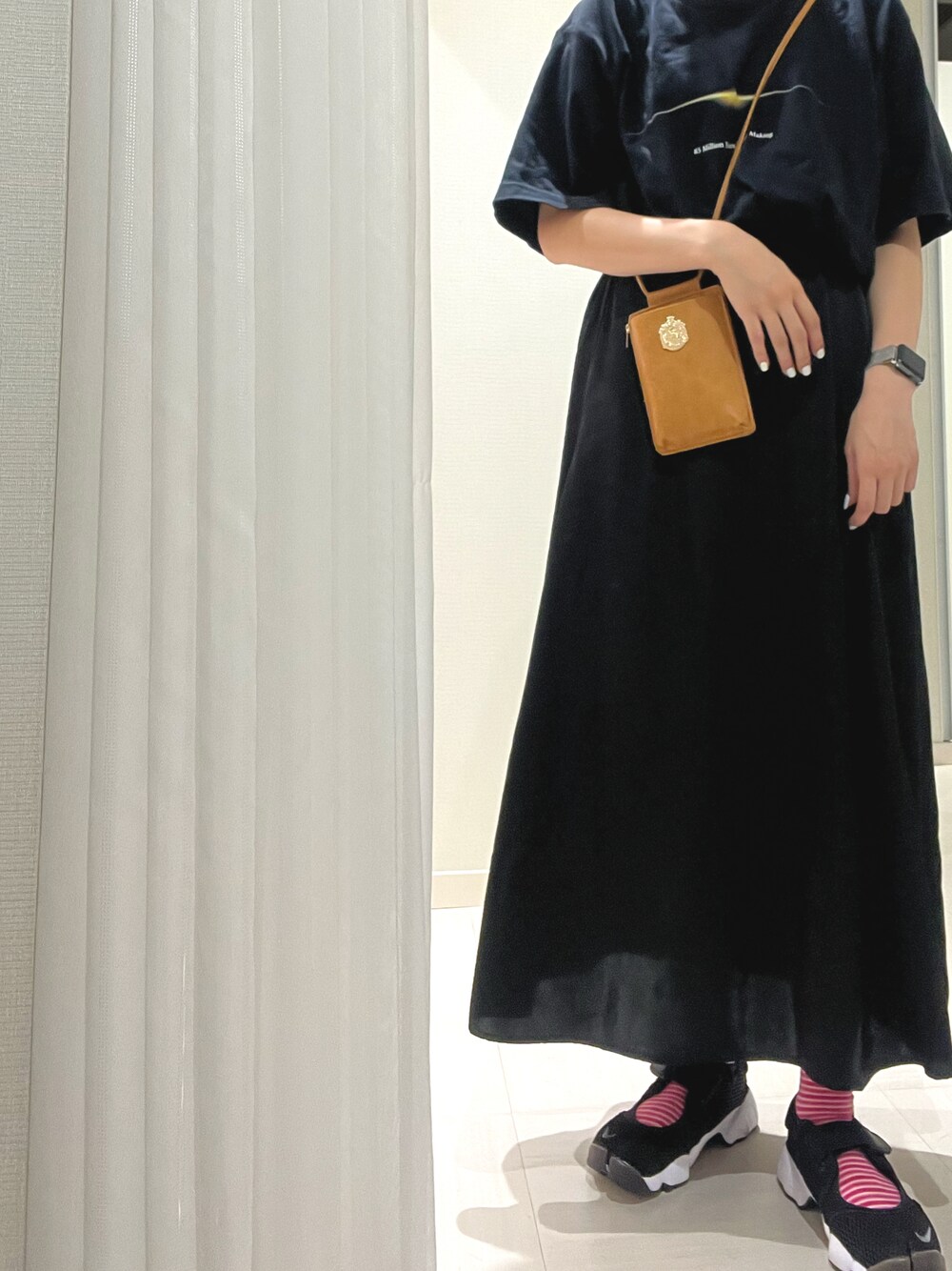 「summer、girl、sporty、NIKE、エアリフト、プチプラ、ootd、MARNI、ユニクロ、ブラック」｜「UNIQLOのアイテム（Tシャツ/カットソー、ブラック系）」を使った、らいだーさん（レディース・156cm）の夏コーディネートの1枚目の写真