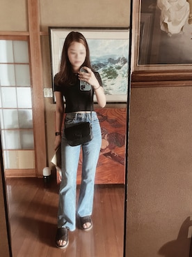 「ショート丈トップス」｜「アイテム（デジタル腕時計）」を使った、yumiさん（レディース・163cm）の夏コーディネート
