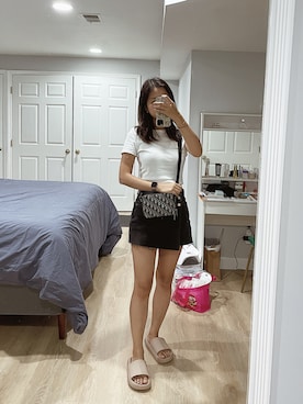 「ショート丈トップス」｜「アイテム（腕時計）」を使った、yumiさん（レディース・163cm）の夏コーディネート