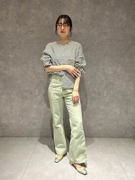 「アイテム（パンプス、グリーン系）」を使った、hazuさん（レディース・156cm）の冬コーディネート
