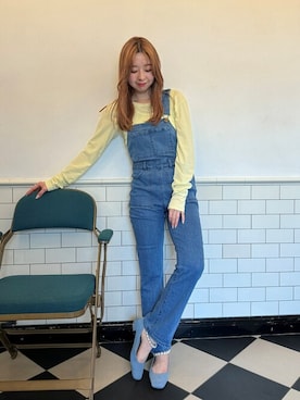 「アイテム（バレエシューズ、ブルー系）」を使った、hazuさん（レディース・156cm）の冬コーディネート