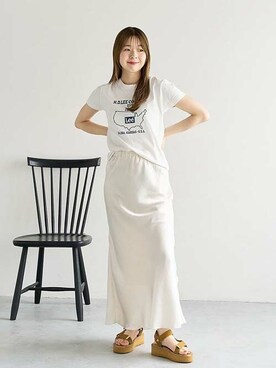 「キャメル」｜「アイテム（サンダル）」を使った、hazuさん（レディース・156cm）の夏コーディネート