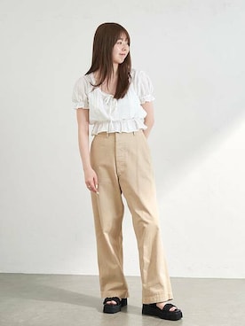 「ギャザー」｜hazuさん（レディース・156cm）の夏コーディネート