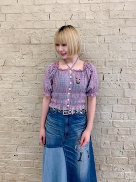 ヒステリックグラマー HYSTERIC GLAMOUR ヒステリックグラマー 24SS RAINBOW PANDA刺繍 シャーリングブラウ レディース ヒステリックグラマー HYSTERIC GLAMOUR ヒステリックグラマー