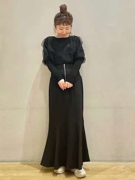 「お呼ばれ」｜「アイテム（スカート）」を使った、earth music&ecology officialさん（レディース・154cm）の冬コーディネート