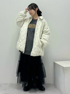 「earth music&ecology（アースミュージックアンドエコロジー）のアイテム（ジャケット/アウター）」を使った、earth music&ecology officialさん（レディース・152cm）の秋コーディネート