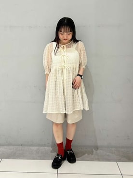 「アイテム（チュニック）」を使った、earth music&ecology officialさん（レディース・148cm）の夏コーディネート