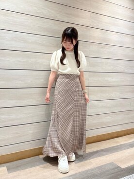 「MAJESTIC LEGON（マジェスティックレゴン）のプレート厚底スニーカー（スニーカー、ホワイト系）」を使った、miyuuさん（レディース・151cm）の夏コーディネート