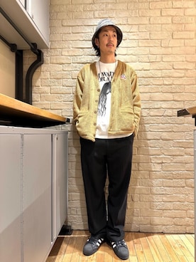 「アイテム（ハット）」を使った、森 拓巳さん（メンズ・176cm）の冬コーディネート
