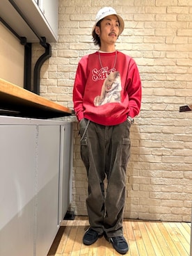 「アイテム（ウォレットチェーン）」を使った、森 拓巳さん（メンズ・176cm）の冬コーディネート