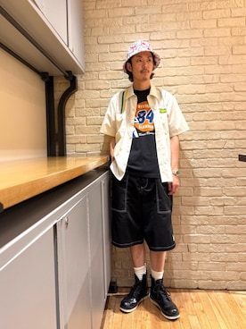 「HYSTERIC GLAMOUR（ヒステリックグラマー）のアイテム（ハット）」を使った、森 拓巳さん（メンズ・175cm）の夏コーディネート