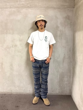 「アイテム（ブーツ）」を使った、森 拓巳さん（メンズ・175cm）の夏コーディネート