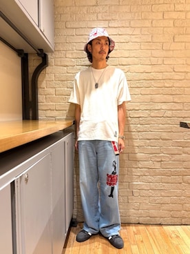 「ハット」｜「アイテム（アクセサリー）」を使った、森 拓巳さん（メンズ・175cm）の夏コーディネート