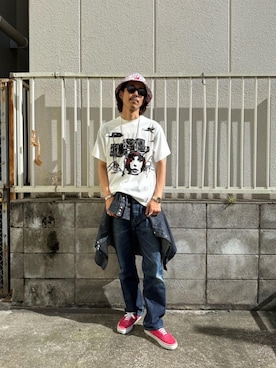 「HYSTERIC GLAMOUR（ヒステリックグラマー）のアイテム（ハット）」を使った、森 拓巳さん（メンズ・175cm）の夏コーディネート