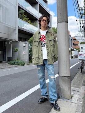 「アイテム（パンツ）」を使った、森 拓巳さん（メンズ・175cm）の夏コーディネート