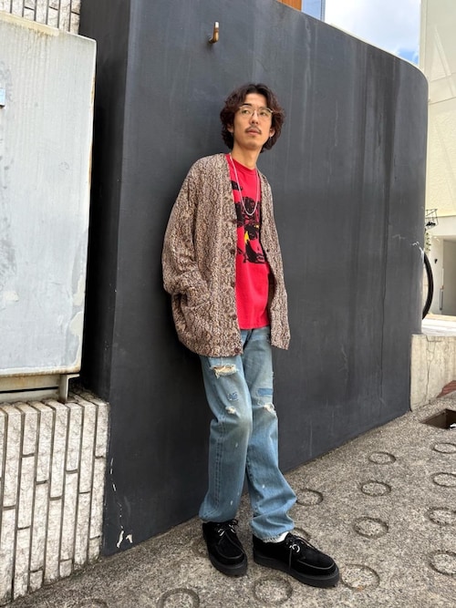 スクエアウインドウリメイク スリムストレートデニムパンツ