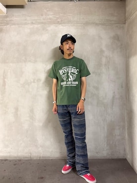 「HYSTERIC GLAMOUR（ヒステリックグラマー）のLADYLAND ACADEMY Tシャツ（Tシャツ/カットソー）」を使った、森 拓巳さん（メンズ・175cm）の夏コーディネート