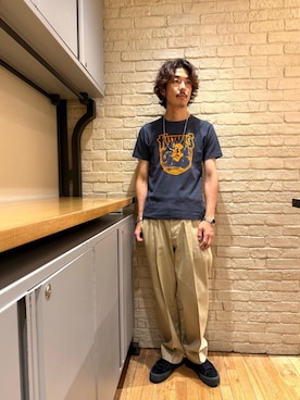 「HYSTERIC GLAMOUR（ヒステリックグラマー）のアイテム（チノパンツ）」を使った、森 拓巳さん（メンズ・175cm）の夏コーディネート