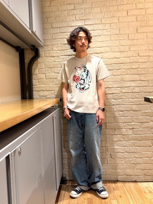 ルーズストレートデニムパンツ