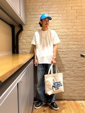 「HYSTERIC GLAMOUR（ヒステリックグラマー）のCIRCLE HEAD Tシャツ2PACS（Tシャツ/カットソー）」を使った、森 拓巳さん（メンズ・175cm）の夏コーディネート
