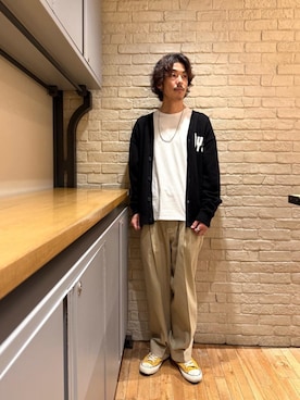 「アイテム（カーディガン/ボレロ）」を使った、森 拓巳さん（メンズ・175cm）の夏コーディネート