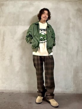 「アイテム（ミリタリージャケット）」を使った、森 拓巳さん（メンズ・175cm）の秋コーディネート