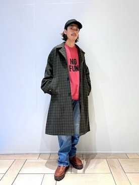 「アイテム（チェスターコート）」を使った、森 拓巳さん（メンズ・175cm）の秋コーディネート