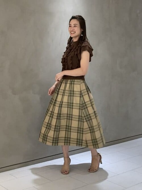 ANAYI（アナイ）の「チェックタフタバイヤススカート（スカート
