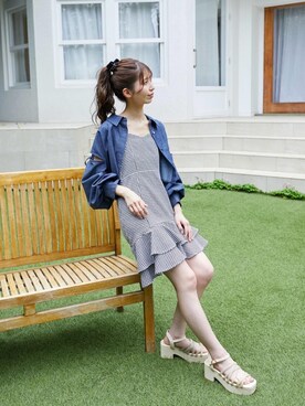 「シャツ 」｜「アイテム（ワンピース/ドレス）」を使った、𝑬𝒓𝒊𝒓𝒊𝒏さん（レディース・153cm）の春コーディネート