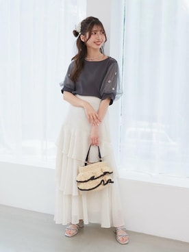 「フェミニン 」｜𝑬𝒓𝒊𝒓𝒊𝒏さん（レディース・153cm）の夏コーディネート