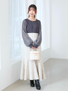 「アイテム（バレッタ/ヘアクリップ）」を使った、𝑬𝒓𝒊𝒓𝒊𝒏さん（レディース・153cm）の秋コーディネート
