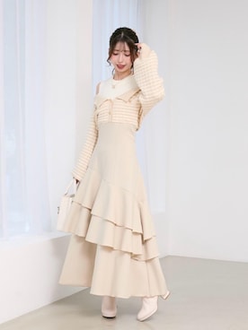 「アイテム（バレッタ/ヘアクリップ、ホワイト系）」を使った、𝑬𝒓𝒊𝒓𝒊𝒏さん（レディース・153cm）の秋コーディネート