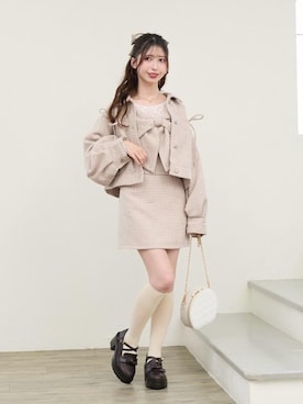 「アイテム（デニムジャケット）」を使った、𝑬𝒓𝒊𝒓𝒊𝒏さん（レディース・153cm）の冬コーディネート