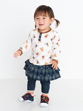 「MIKI HOUSE（ミキハウス）のアイテム（スニーカー）」を使った、ミキハウス担当者２さん（キッズ・77cm）の夏コーディネート