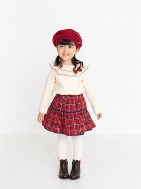 「MIKI HOUSE（ミキハウス）のアイテム（スカート）」を使った、ミキハウス担当者２さん（キッズ・97cm）の秋コーディネート