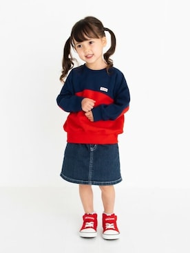 「MIKI HOUSE（ミキハウス）のアイテム（スウェット）」を使った、ミキハウス担当者２さん（キッズ・98cm）の秋コーディネート