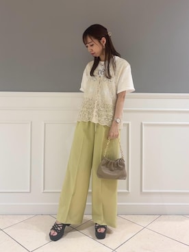 「お呼ばれ」｜「アイテム（パンツ）」を使った、𝒌𝒖𝒓𝒖𝒎𝒊さん（レディース・160cm）の夏コーディネート