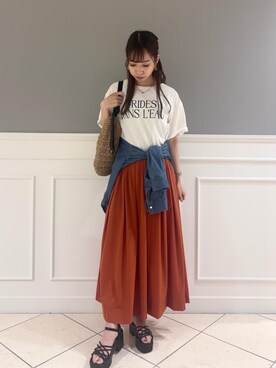 「お呼ばれ」｜「アイテム（スカート）」を使った、𝒌𝒖𝒓𝒖𝒎𝒊さん（レディース・160cm）の夏コーディネート