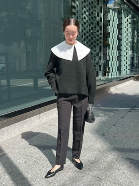 「UR'S（ユアーズ）のストレッチセンタープレスカラーパンツ（その他パンツ）」を使った、ur'sさん（レディース・162cm）の冬コーディネート