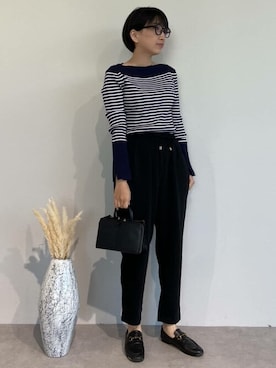 「UR'S（ユアーズ）のボートネックスリットスリーブリブニット（ニット/セーター）」を使った、ur'sさん（レディース・157cm）の冬コーディネート