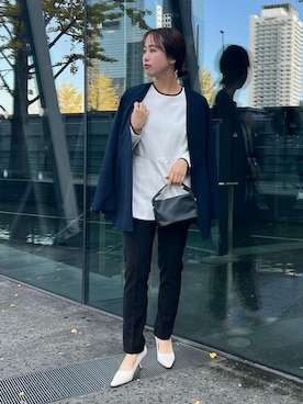 「urs」｜「アイテム（ノーカラージャケット）」を使った、ur'sさん（レディース・153cm）の冬コーディネート