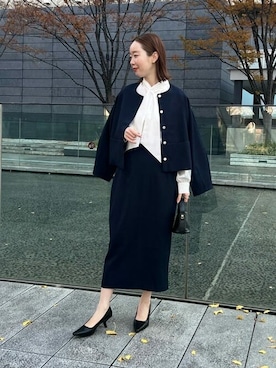 「urs」｜「アイテム（ノーカラージャケット）」を使った、ur'sさん（レディース・162cm）の冬コーディネート