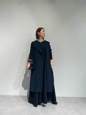 「urs」｜「アイテム（ノーカラーコート）」を使った、ur'sさん（レディース・153cm）の冬コーディネート
