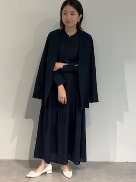 「urs」｜「アイテム（ノーカラージャケット）」を使った、ur'sさん（レディース・158cm）の冬コーディネート