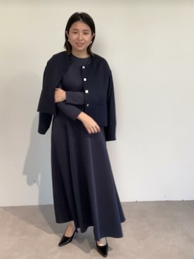 「urs」｜「アイテム（ノーカラージャケット）」を使った、ur'sさん（レディース・158cm）の冬コーディネート