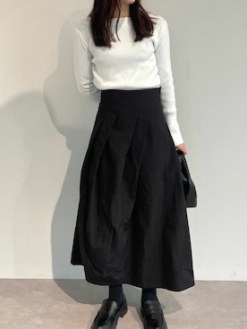 「UR'S（ユアーズ）のボートネックスリットスリーブリブニット（ニット/セーター）」を使った、ur'sさん（レディース・167cm）の冬コーディネート